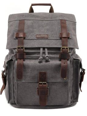 Men’s leather canvas backpack